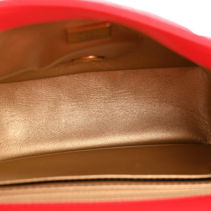 Lambskin Quilted Mini Pearl Crush Flap Red