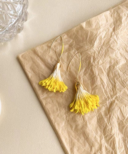 Original Design Yellow Alloy Floral Holiday Drop Earrings