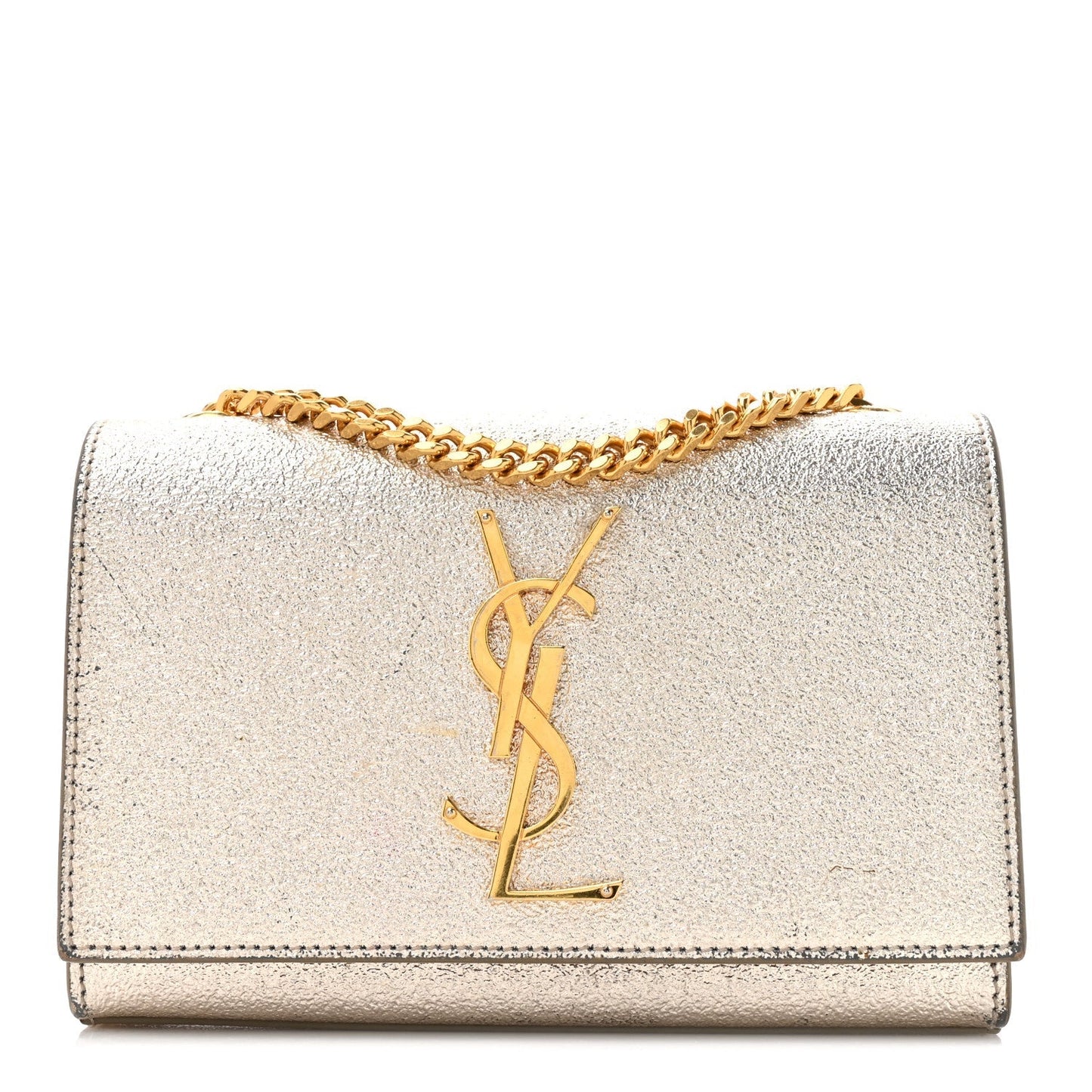 Metallic Calfskin Small Classic Monogram Kate Satchel Platine