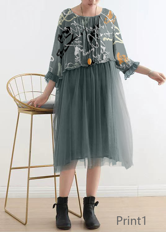 Light Print1 Tull Maxi dresses patchwork chiffon Summer Dresses