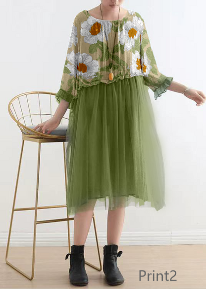Light Print2 Tull Maxi dresses patchwork chiffon Summer Dresses