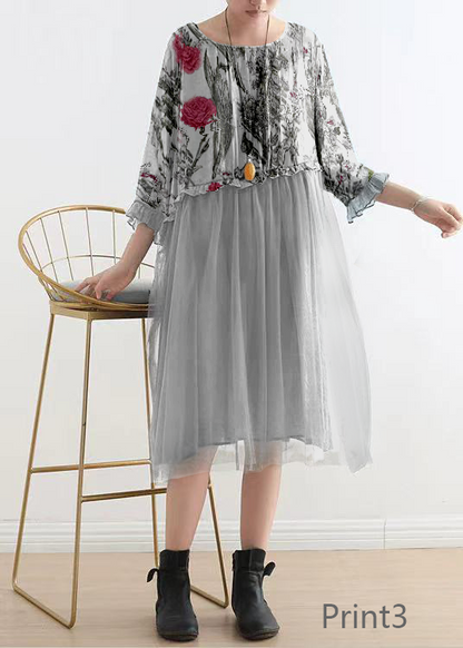 Light Print2 Tull Maxi dresses patchwork chiffon Summer Dresses