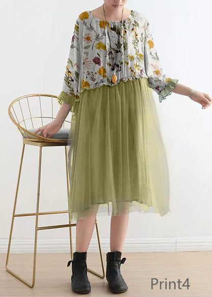 Light Print3 Tull Maxi dresses patchwork chiffon Summer Dresses