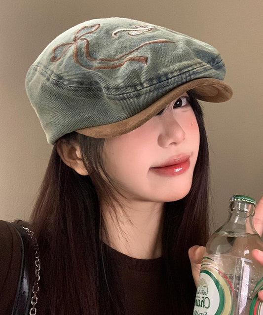 Boutique Letter Embroidered Denim Breton Hat