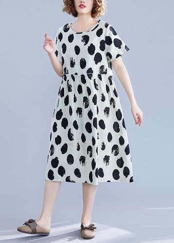 Beautiful black dotted Cotton tunic pattern o neck short sleeve shift Dresses