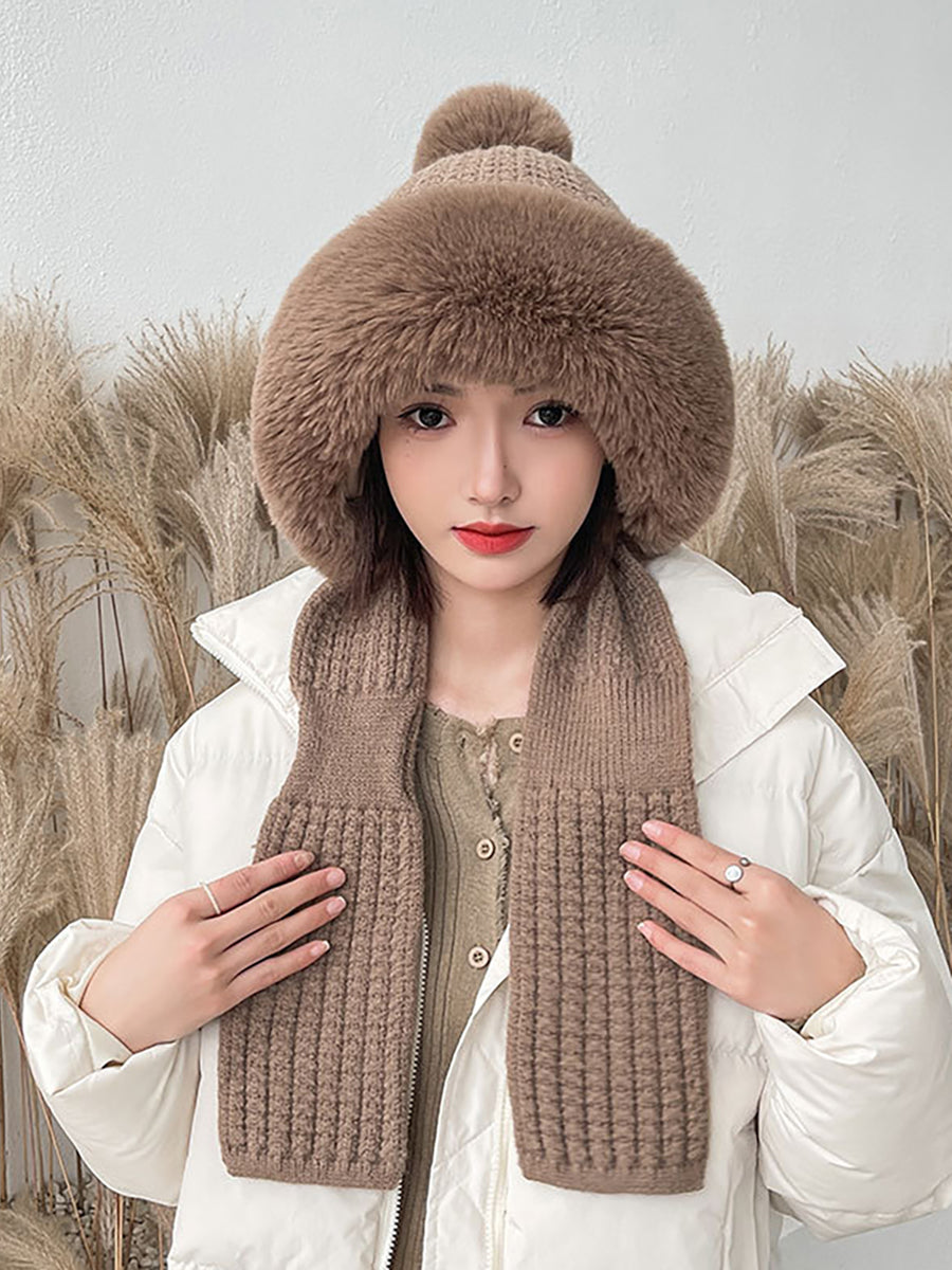 Women Winter Solid Color Korean Adult Plush Hat