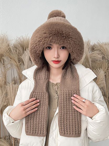 Women Winter Solid Color Korean Adult Plush Hat