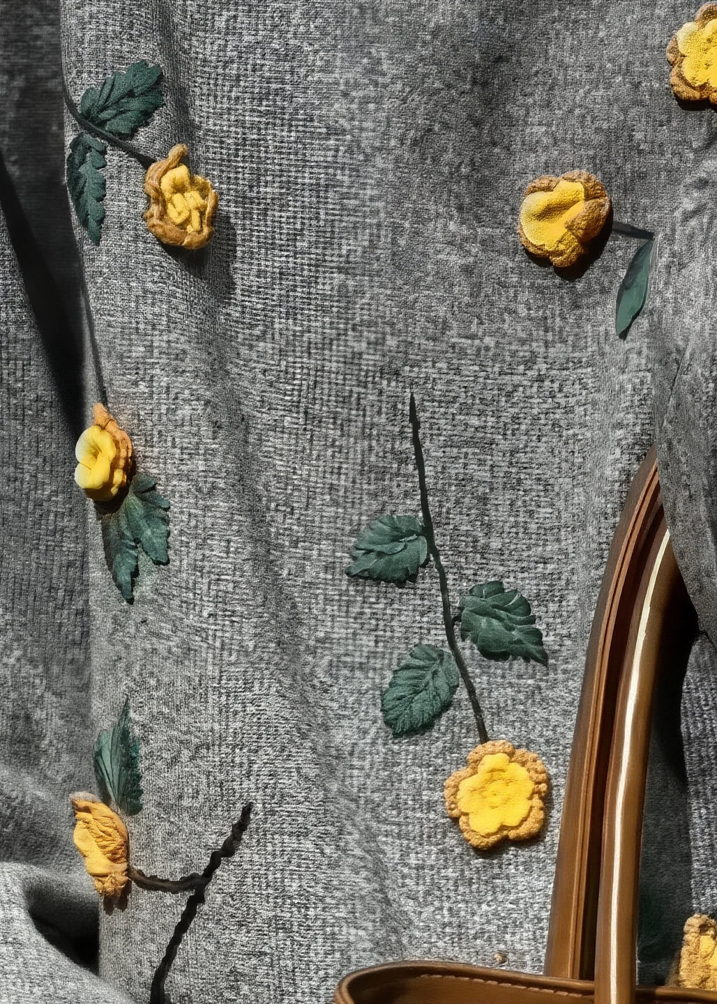 Novelty Grey O-Neck FloralCozy Cotton Knit Sweaters Fall