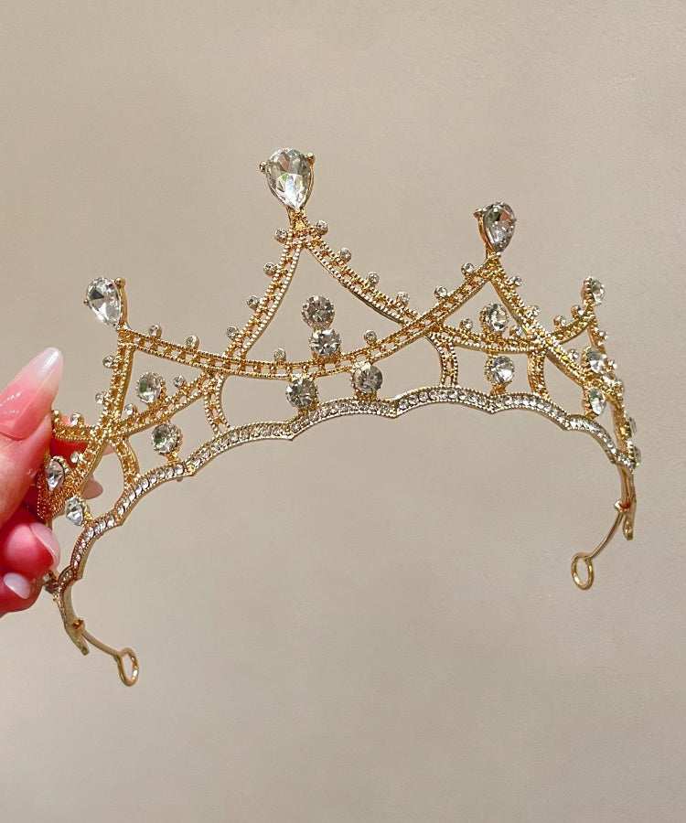Beautiful Gold Alloy Zircon Hollow Out Crown