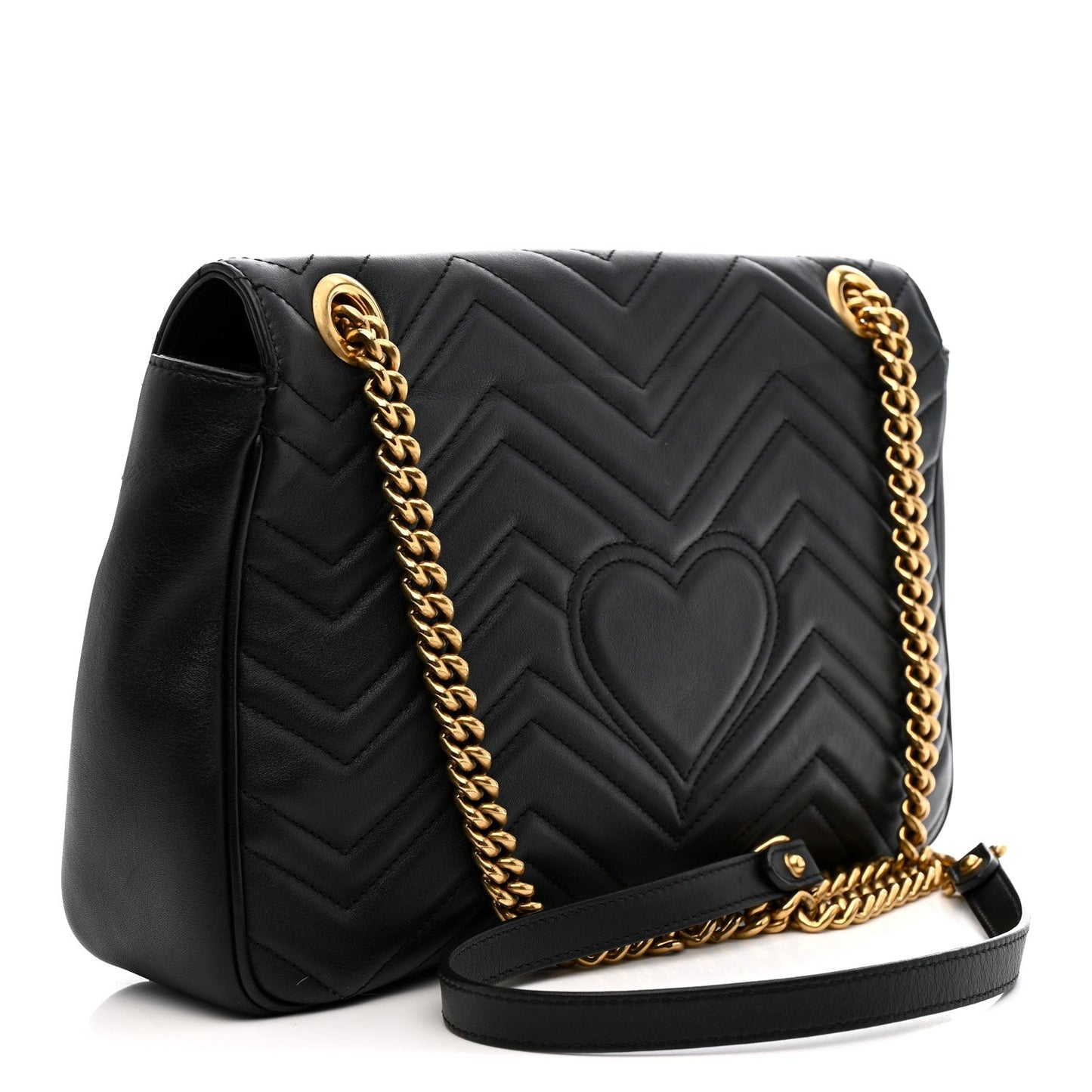 Calfskin Matelasse Medium GG Marmont Shoulder Bag Black