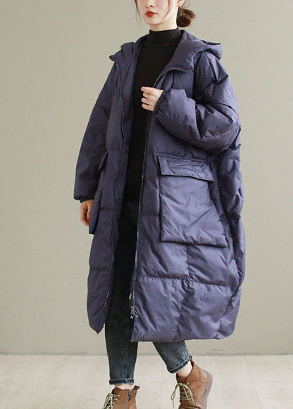 Plus Size Purple Hooded thick cotton blend Coats Winter