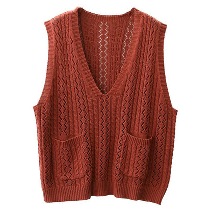 V-neck Hollowed Retro Sweater Vest