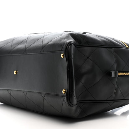 Calfskin Stitched Maxi Logo Bowling Bag Black