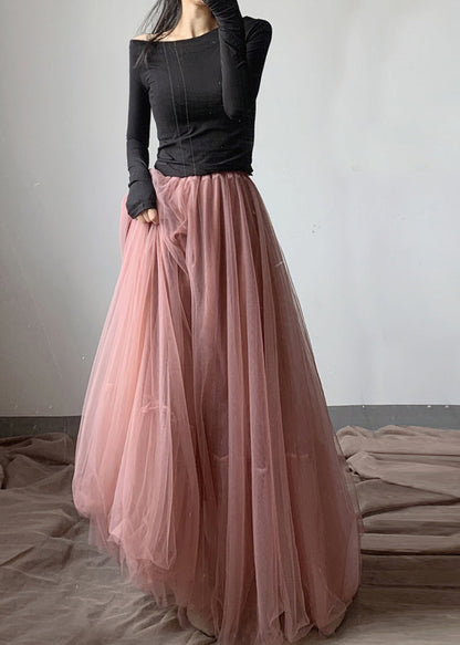 French Yellow Asymmetrical wrinkled tulle Skirt Winter