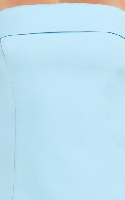 Tricia Mini Dress - Strapless Foldover Neckline Dress in Pale Blue