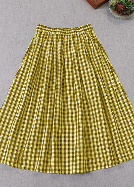 Elegant Yellow wrinkled Pockets Spring Skirt