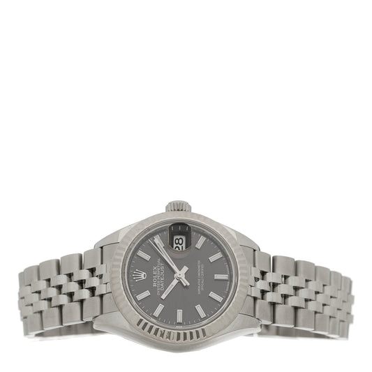 Stainless Steel 18K White Gold 28mm Oyster Perpetual Datejust Watch Black 279174