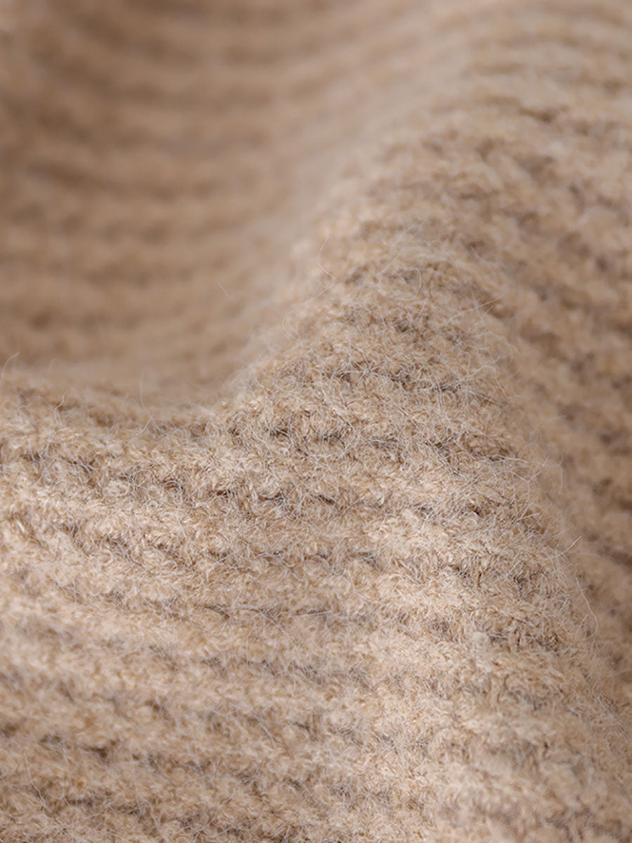 Women Vintage Winter Spliced Knitted Loose Sweater