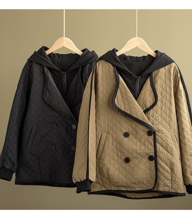 Retro Fashion Double Breasted Casual Fake Two Piece Coat