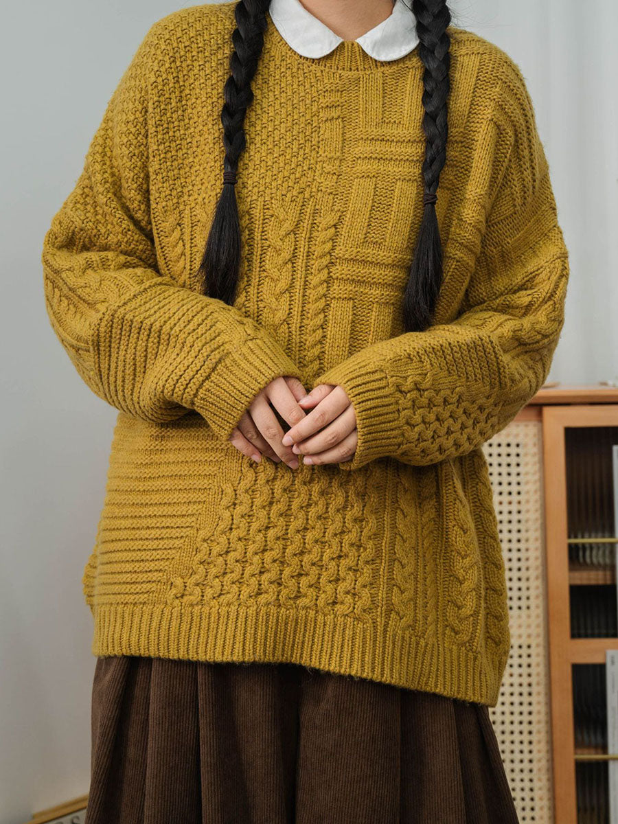 Winter Women Sweet Knitted Solid Loose Sweater