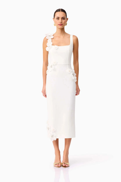Chantelle 3D Midi Dress in White