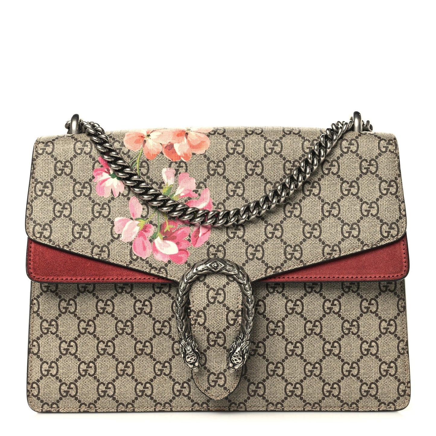 GG Supreme Monogram Blooms Medium Dionysus Shoulder Bag Beige Multicolor Dry Rose