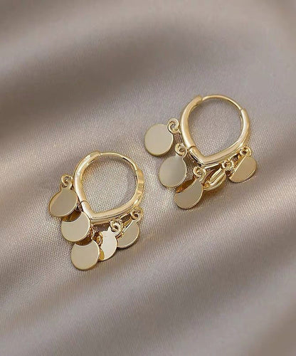 Chic Gold Alloy Love Sequins Tassel Hoop Earrings