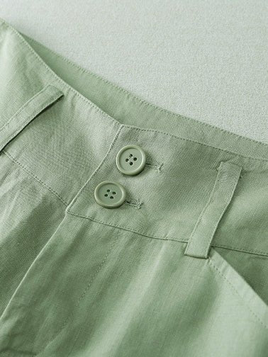 Loosen Solid Color Casual Wide Leg Linen Pants