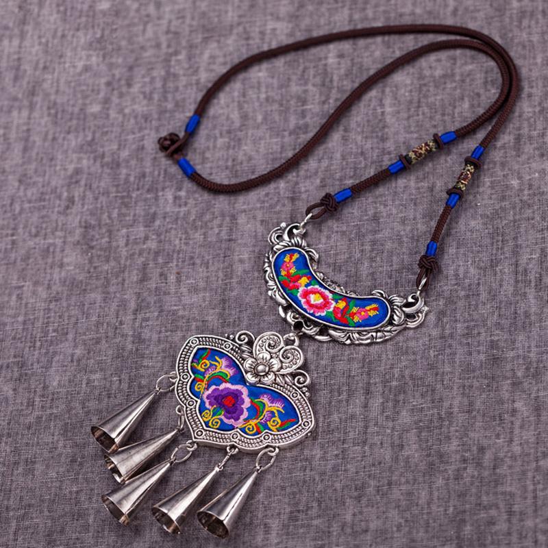 Women Vintage Floral Embroidered Bohemian Necklace