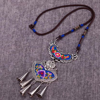 Women Vintage Floral Embroidered Bohemian Necklace