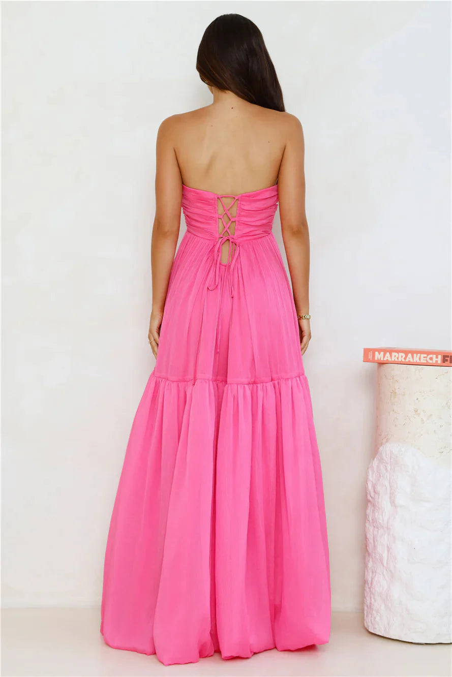 Unforgettable Style Strapless Maxi Dress Pink