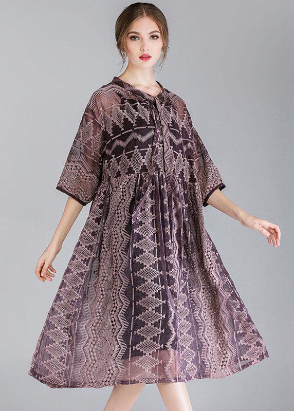 Organic Purple Fashion Chiffon Spring Half Sleeve Two Pieces Set