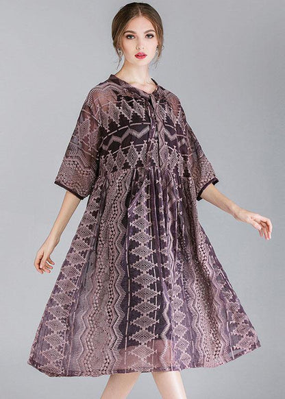 Organic Purple Fashion Chiffon Spring Half Sleeve Two Pieces Set