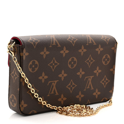 Monogram Pochette Felicie Chain Wallet Fuchsia