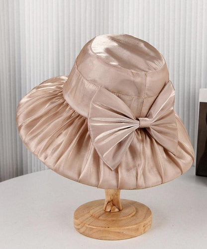 Light Khaki Bow Bucket Hat Summer Thin Breathable