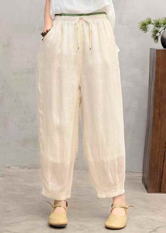 Simple Pink Oversized Linen Harem Pants Trousers Summer