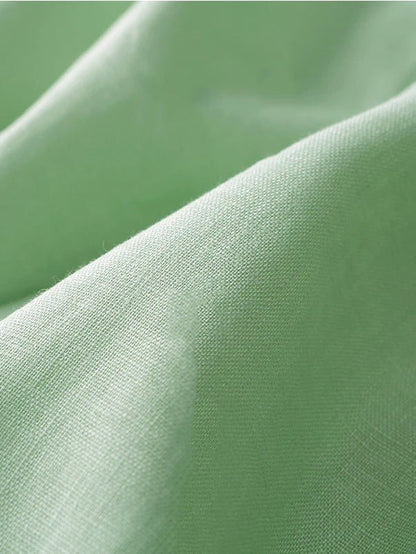 Solid Color Straight Casual High Waist Ninth Linen Pants
