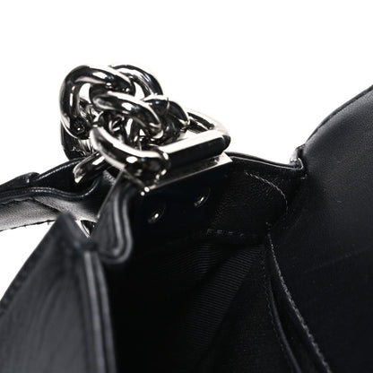 Calfskin Patent Braided Medium Boy Flap Black