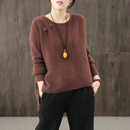 Loose Pullovers Vintage Irregular Sweaters