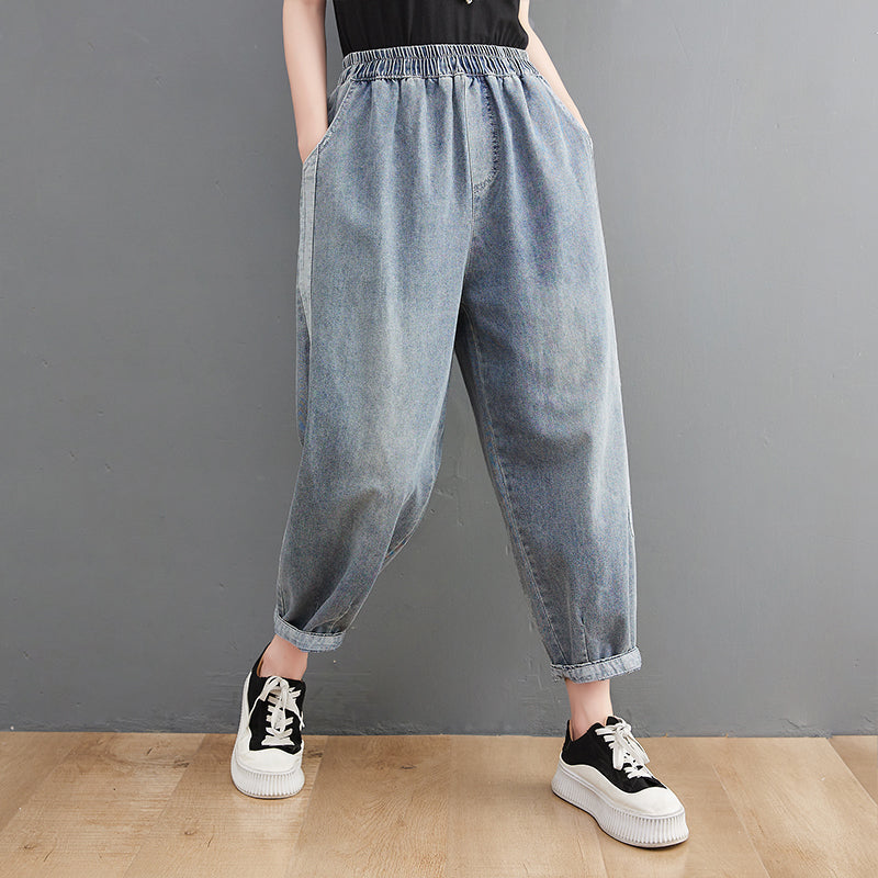 Women Summer Loose Casual Solid Jeans