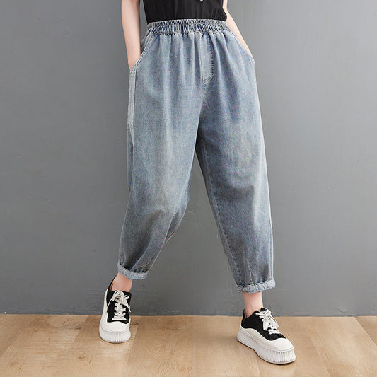 Women Summer Loose Casual Solid Jeans