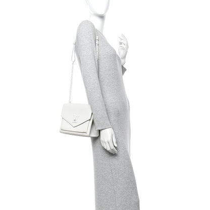 Soft Calfskin Mylockme Chain Bag BB White