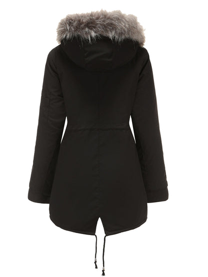 Women's Parka Coat Street Daily Plush Winter Coat Solid Color Oversized Fur Warm Coat
