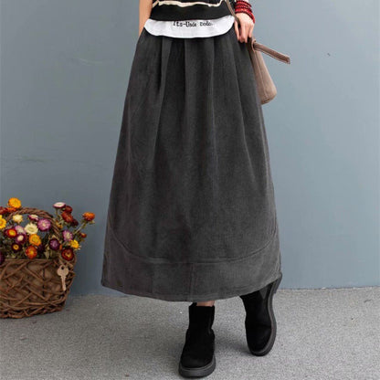 Cozy Autumn Retro Corduroy Casual Loose Skirt