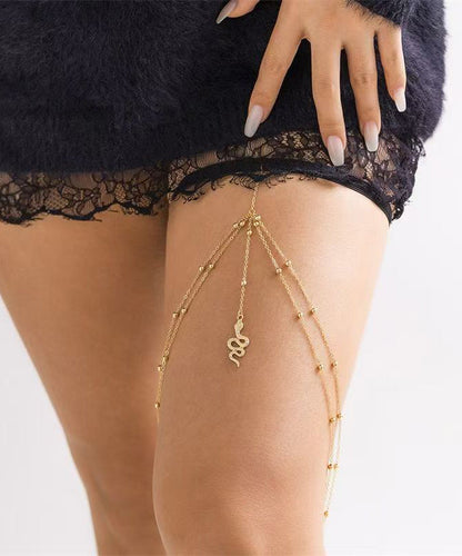 Casual Silk Sterling Silver Zircon Serpentine Tassel Beach Body Chain