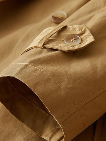 Women's Natural Fabric Double-breasted Minimalist Style Coat With Pockets In One-Size
