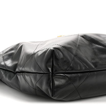Shiny Calfskin Quilted Small Chanel 22 Black