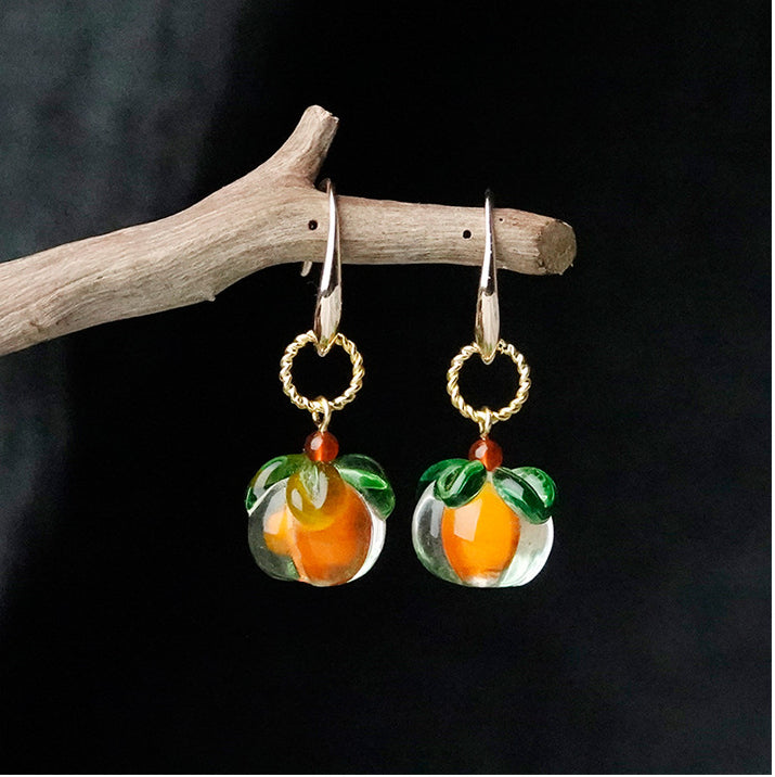 Literary Glazed Persimmon Earrings