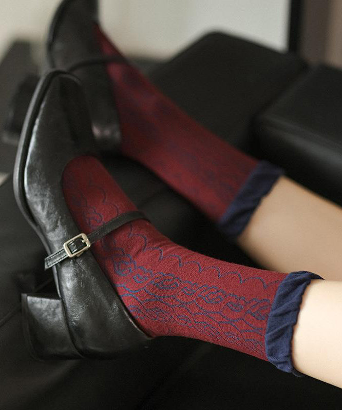 Autumn And Winter Women's Jacquard Mid Calf Socks