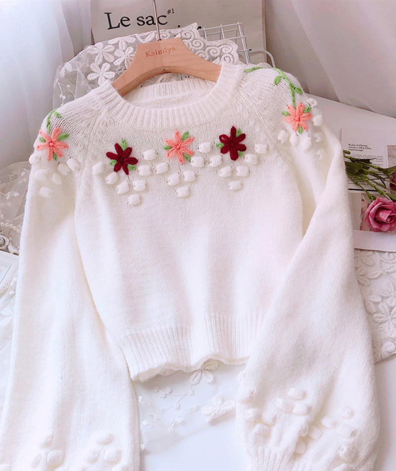 Sweet flowers long sleeve sweater